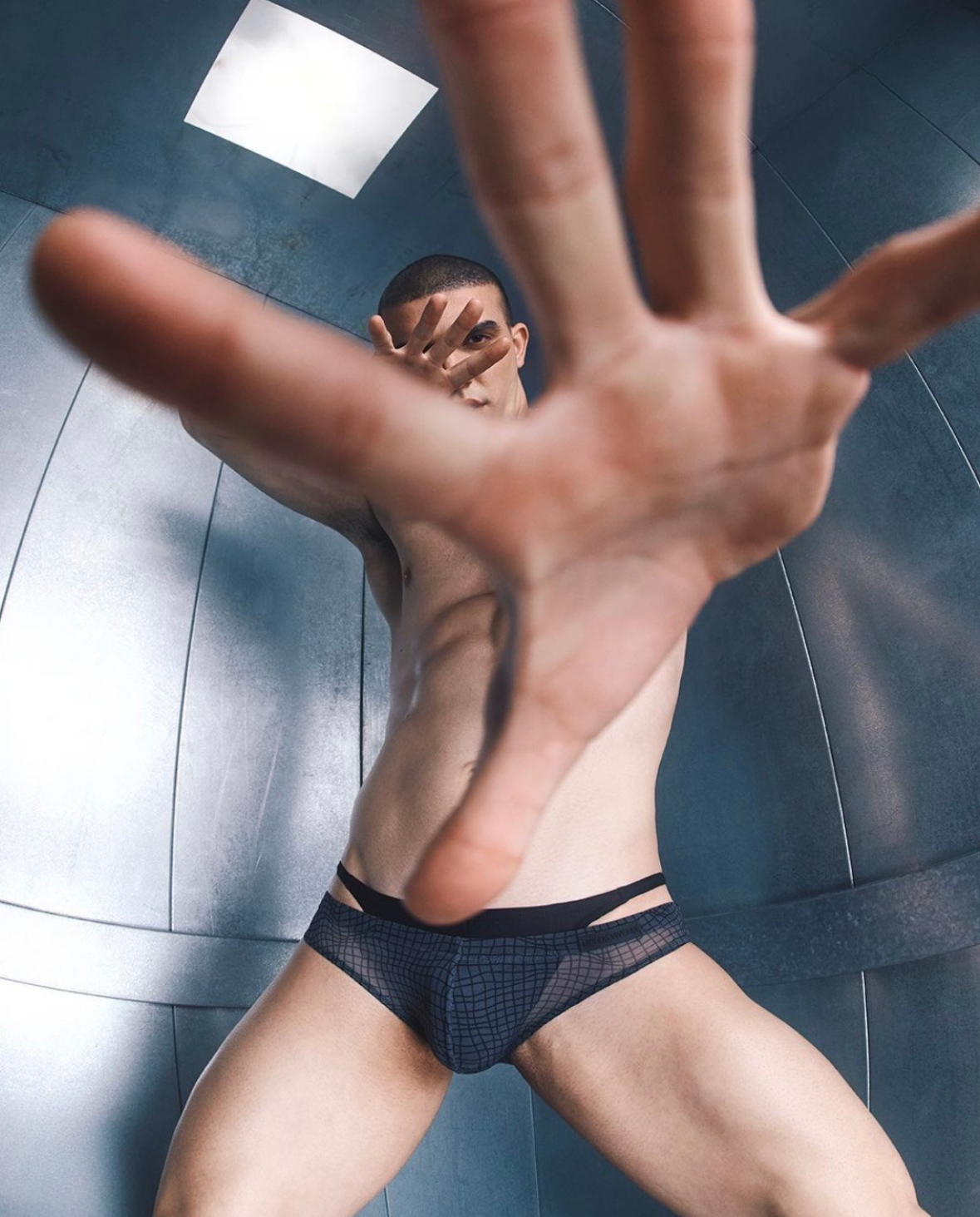 Modus Vivendi Charcoal Abstract Net Thong and Brief Set - BANG & STRIKE