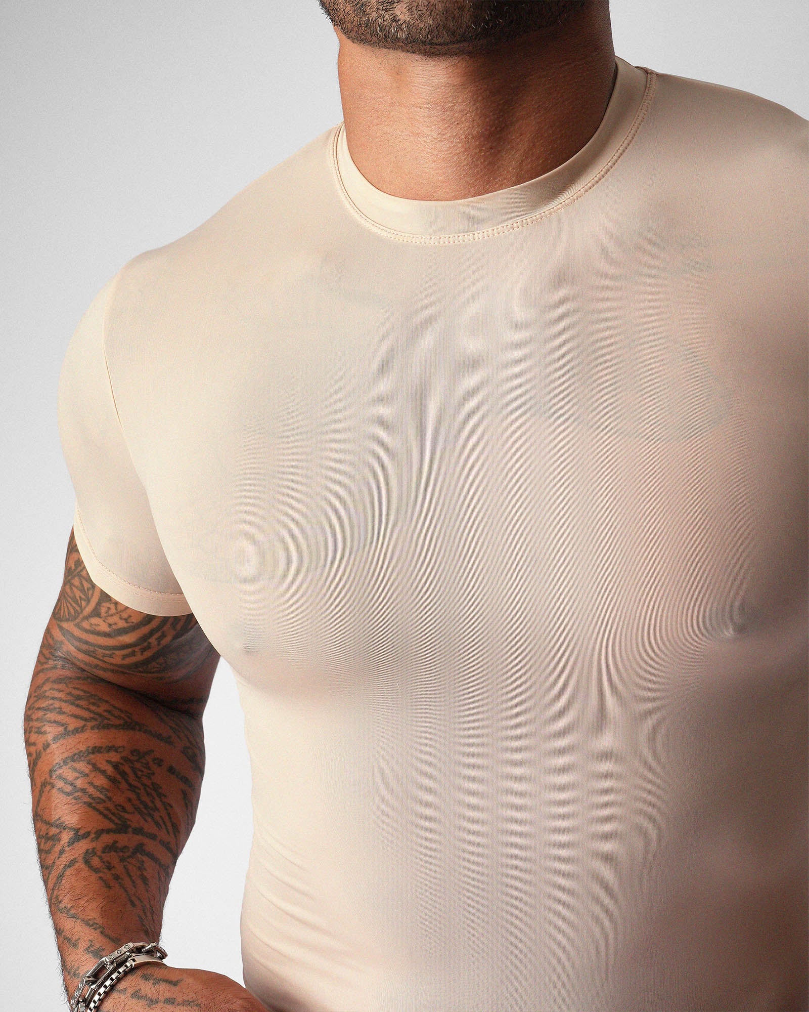 TEAMM8 Allure Sheer Cropped Tee Husk - BANG & STRIKE