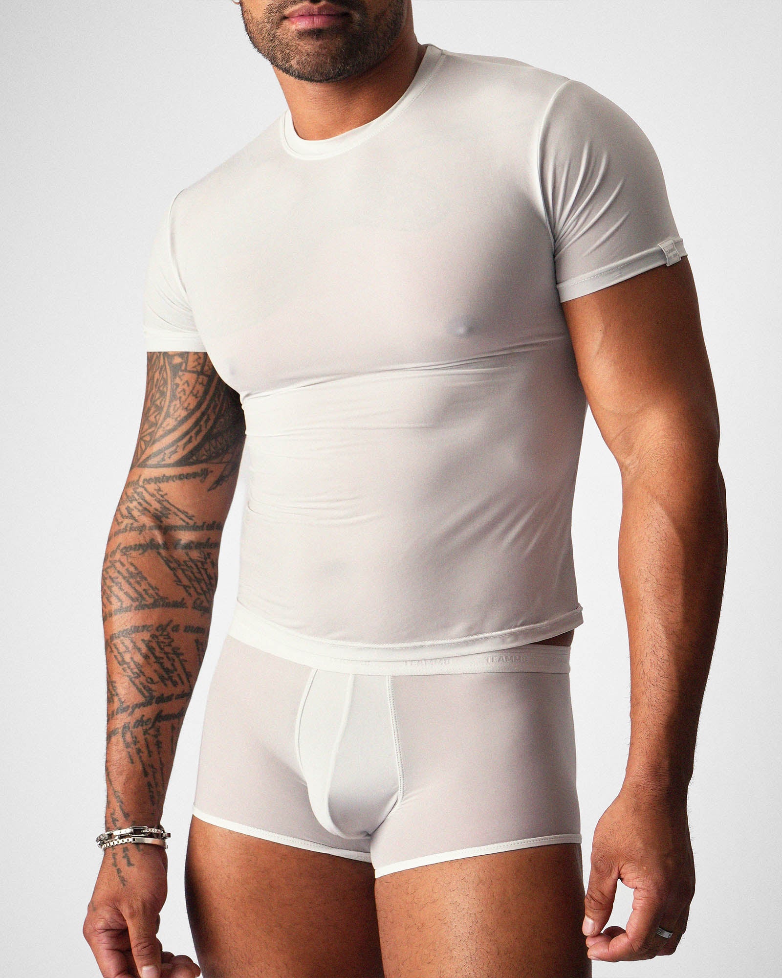 TEAMM8 Allure Sheer Cropped Tee Platinum - BANG & STRIKE