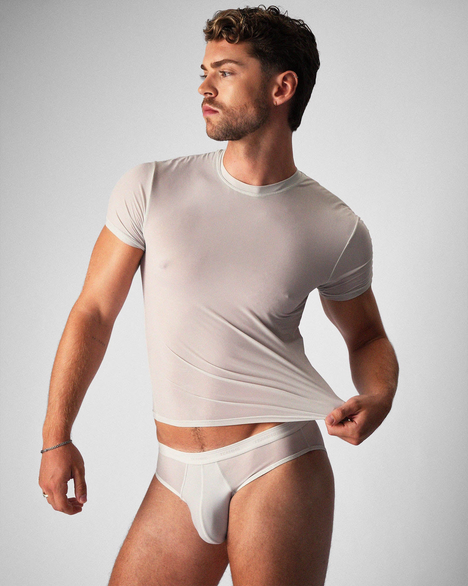 TEAMM8 Allure Sheer Cropped Tee Platinum - BANG & STRIKE