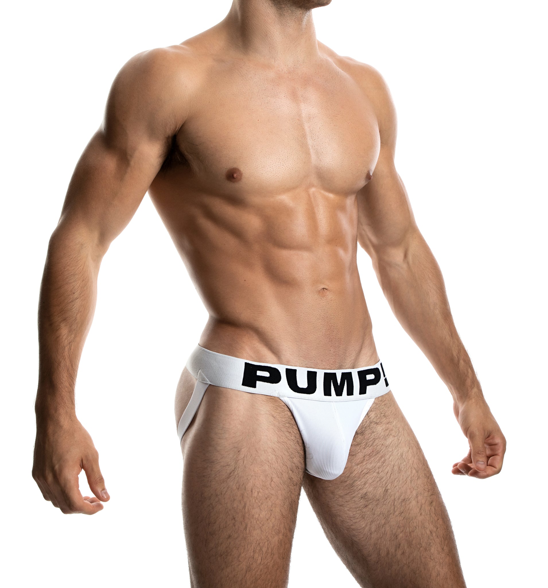 PUMP! White Rib JockStrap - BANG & STRIKE