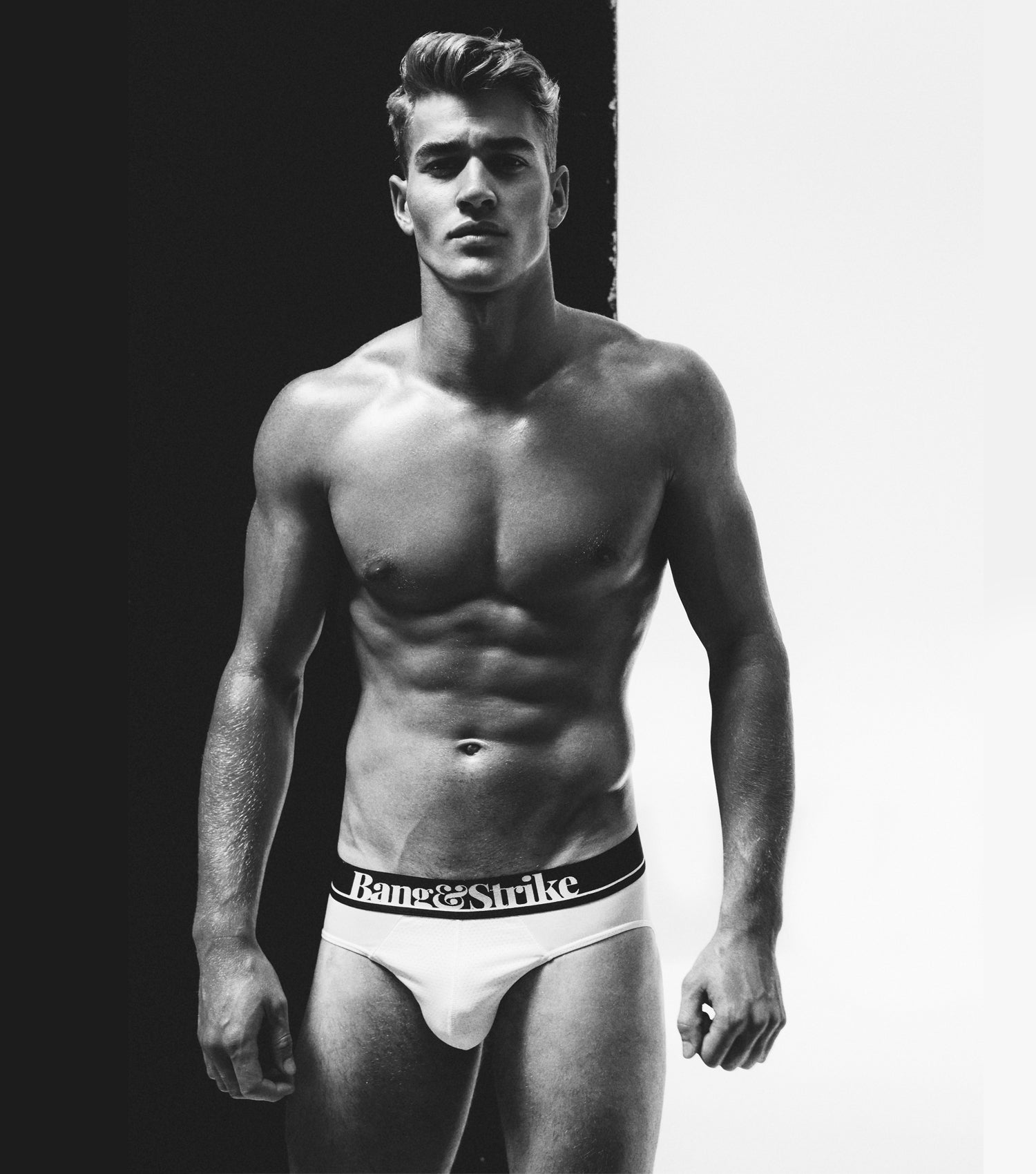 white flex mens brief on Matty carrington