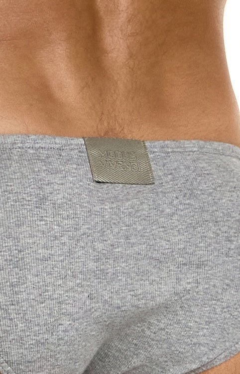 Modus Vivendi Ribbed Cotton Low Cut Brief Grey - BANG & STRIKE (view 5)