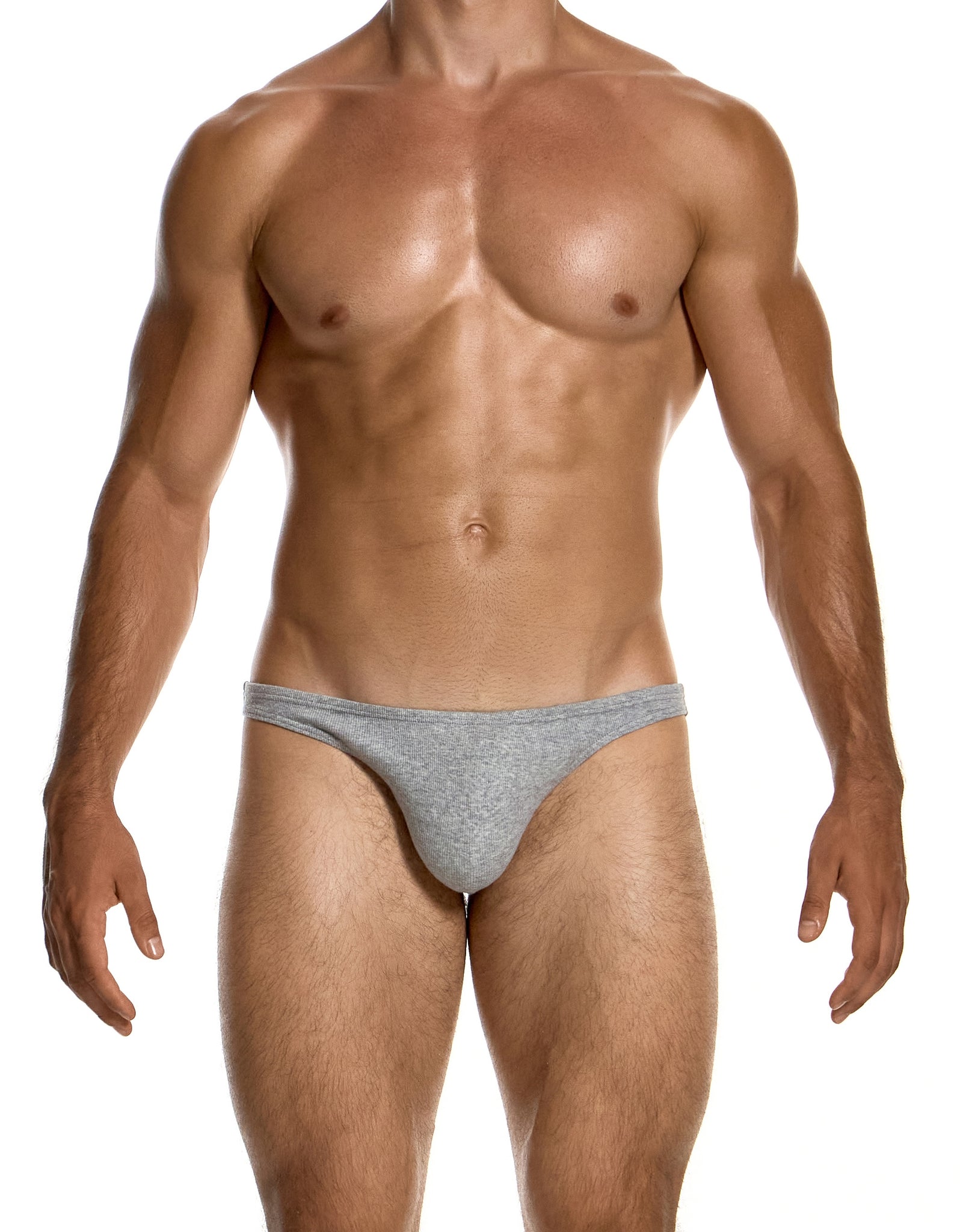 Modus Vivendi Ribbed Cotton Low Cut Brief Grey - BANG & STRIKE (view 2)