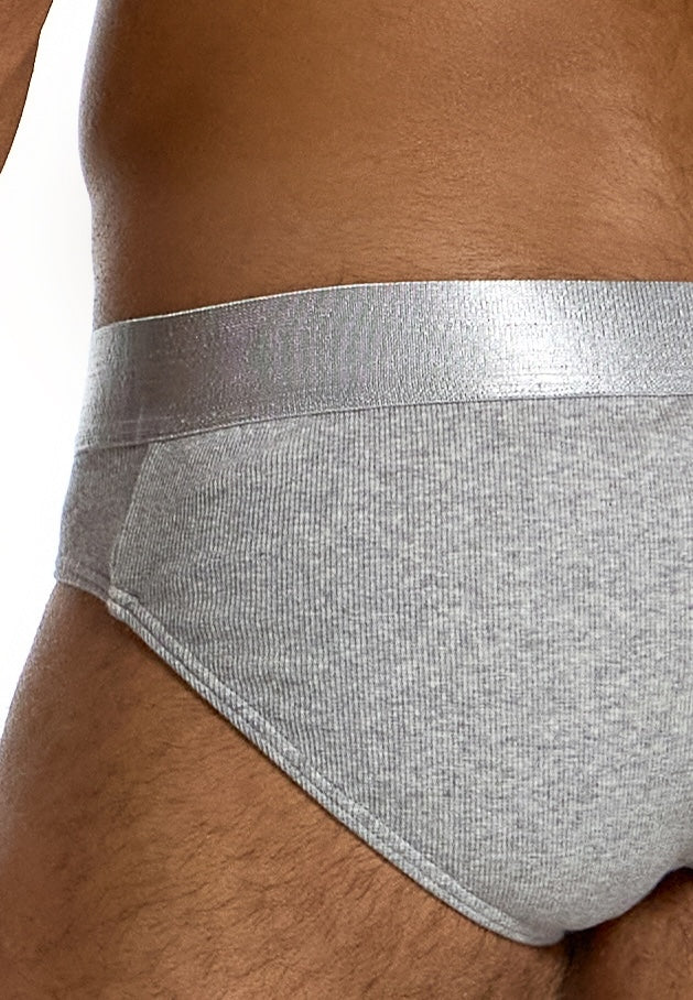 Modus Vivendi Ribbed Cotton Classic Brief Grey - BANG & STRIKE (view 5)